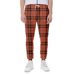 Orange And Black Tartan Pattern Print Scuba Joggers
