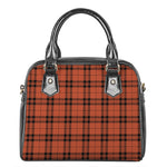Orange And Black Tartan Pattern Print Shoulder Handbag