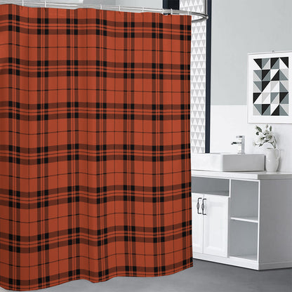 Orange And Black Tartan Pattern Print Shower Curtain