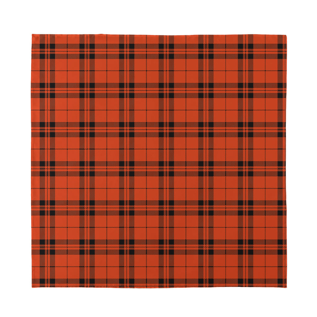 Orange And Black Tartan Pattern Print Silk Bandana