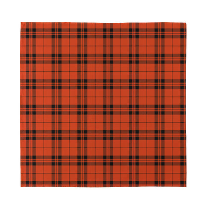 Orange And Black Tartan Pattern Print Silk Bandana