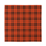 Orange And Black Tartan Pattern Print Silk Bandana