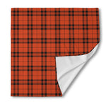 Orange And Black Tartan Pattern Print Silk Bandana