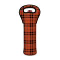 Orange And Black Tartan Pattern Print Single Neoprene Wine Tote