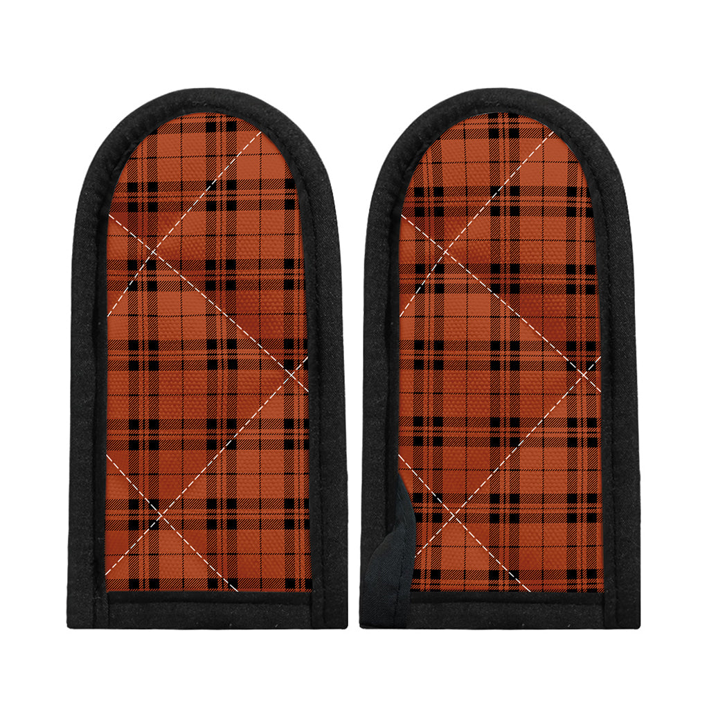 Orange And Black Tartan Pattern Print Skillet Handle Cover