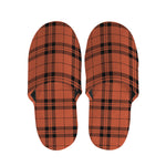 Orange And Black Tartan Pattern Print Slippers