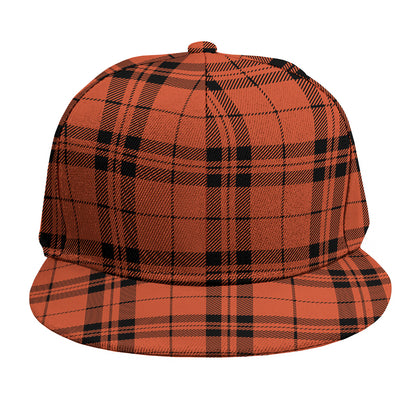 Orange And Black Tartan Pattern Print Snapback Cap