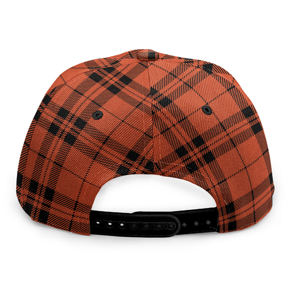Orange And Black Tartan Pattern Print Snapback Cap