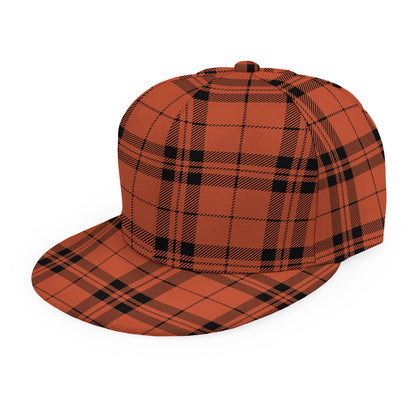 Orange And Black Tartan Pattern Print Snapback Cap