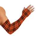 Orange And Black Tartan Pattern Print Sun Protection Arm Sleeves