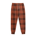 Orange And Black Tartan Pattern Print Sweatpants