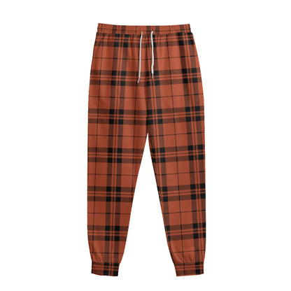 Orange And Black Tartan Pattern Print Sweatpants
