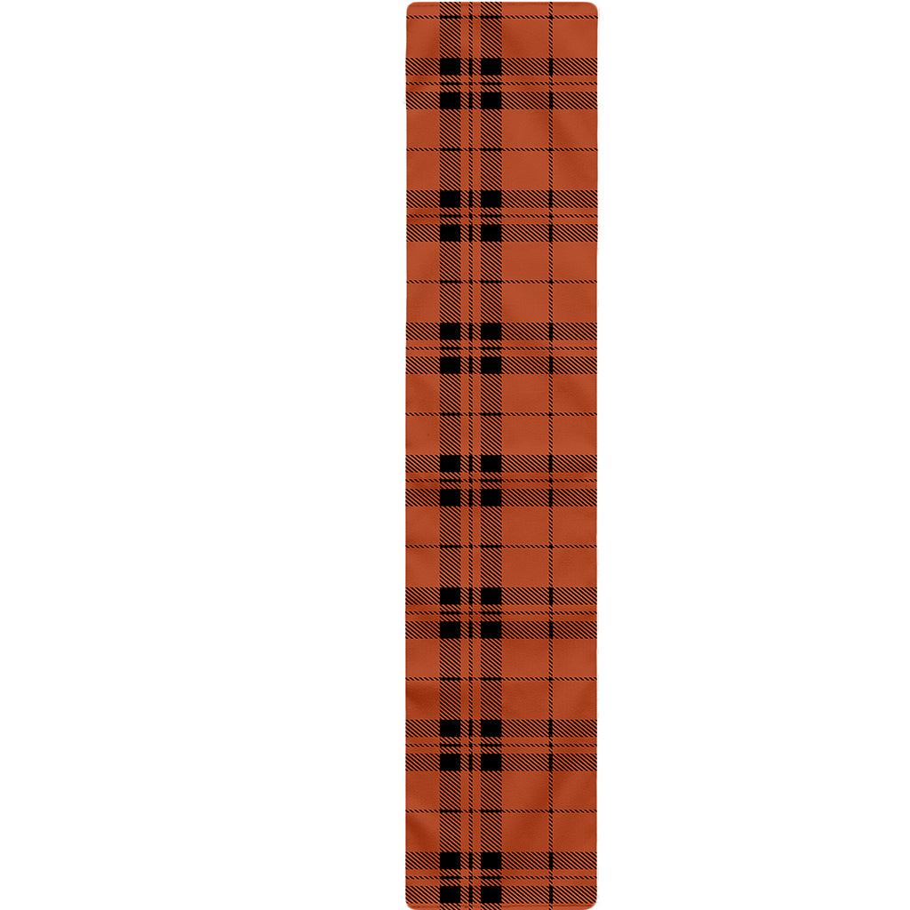 Orange And Black Tartan Pattern Print Table Runner