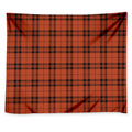 Orange And Black Tartan Pattern Print Tapestry