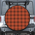 Orange And Black Tartan Pattern Print Tire Cover