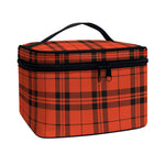 Orange And Black Tartan Pattern Print Travel Makeup Bag