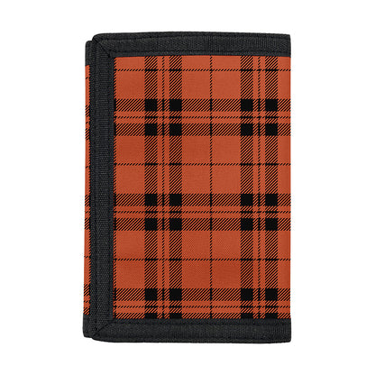 Orange And Black Tartan Pattern Print Trifold Wallet