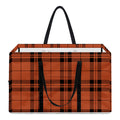 Orange And Black Tartan Pattern Print Utility Tote Bag