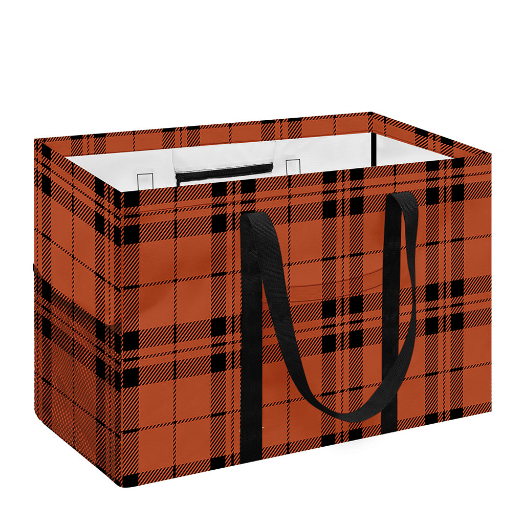 Orange And Black Tartan Pattern Print Utility Tote Bag