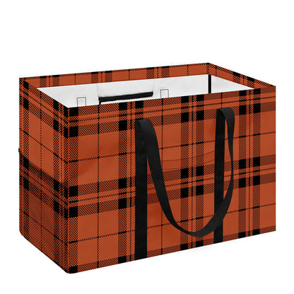 Orange And Black Tartan Pattern Print Utility Tote Bag