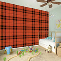 Orange And Black Tartan Pattern Print Wall Sticker