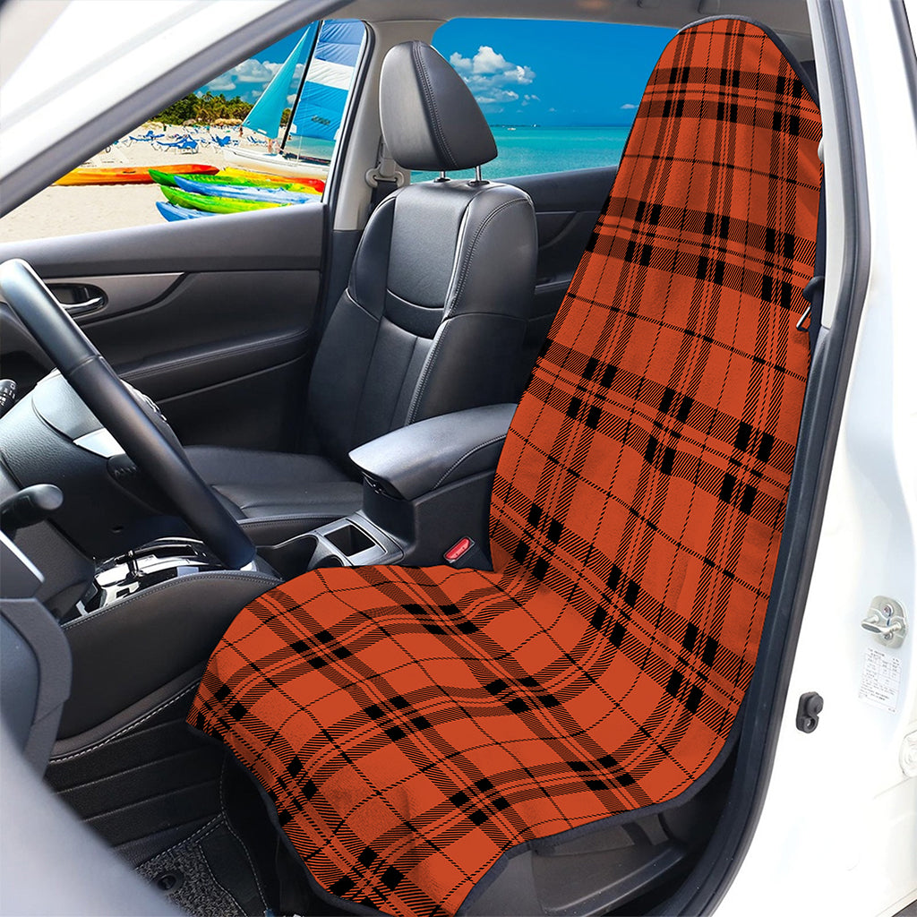 Orange And Black Tartan Pattern Print Waterproof Car Seat Cover