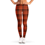 Orange And Black Tartan Pattern Print Women's Leggings
