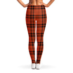 Orange And Black Tartan Pattern Print Women's Leggings