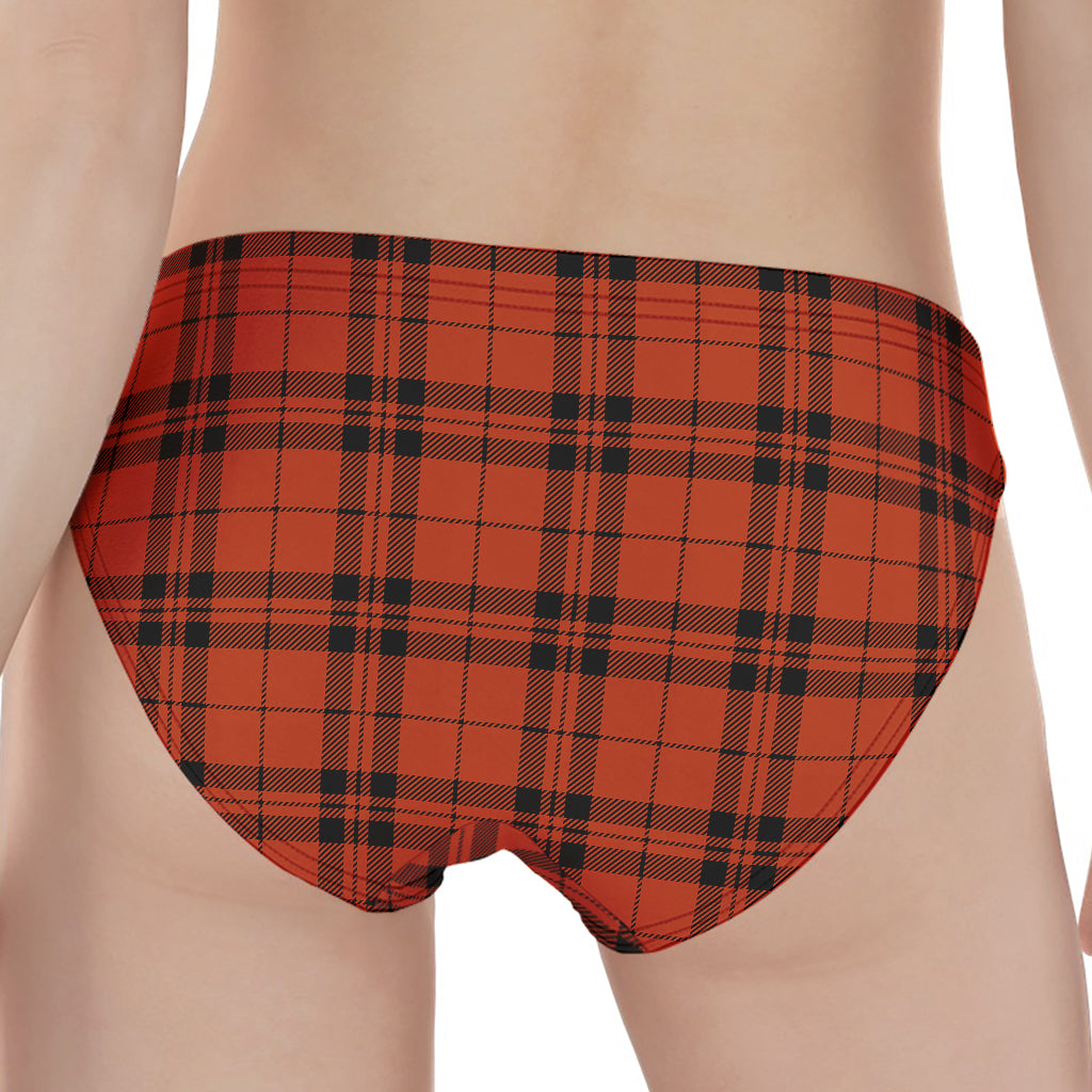 Orange And Black Tartan Pattern Print Women's Panties