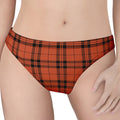 Orange And Black Tartan Pattern Print Women's Thong