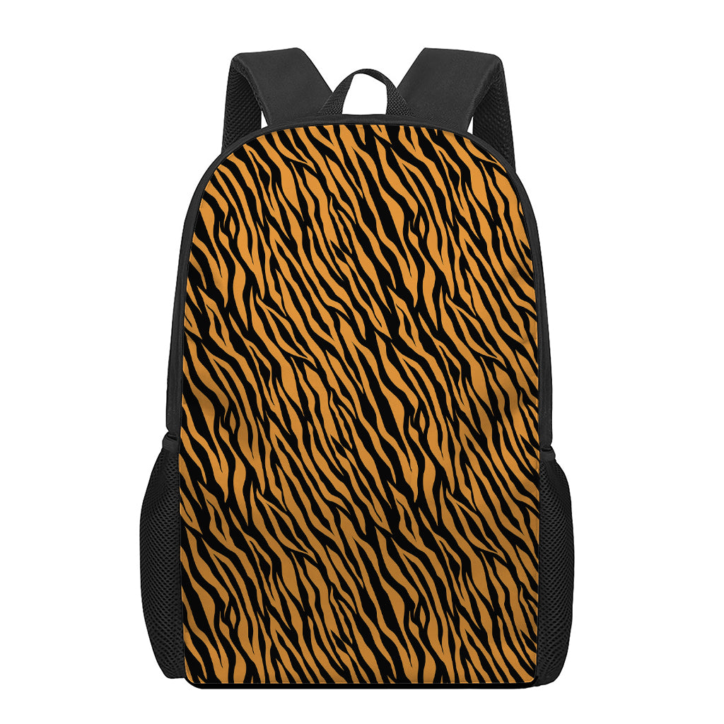 Orange And Black Tiger Stripe Print 17 Inch Backpack