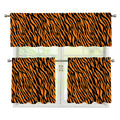Orange And Black Tiger Stripe Print 3 Piece Kitchen Curtains