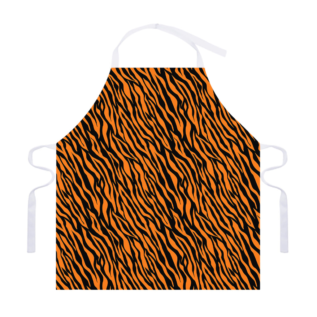 Orange And Black Tiger Stripe Print Adjustable Apron