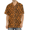 Orange And Black Tiger Stripe Print Aloha Shirt