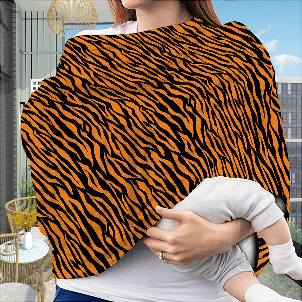Orange And Black Tiger Stripe Print Baby Seat Cover