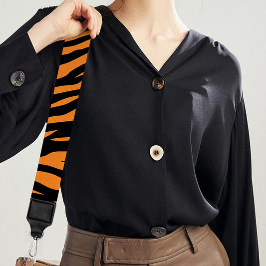 Orange And Black Tiger Stripe Print Bag Strap