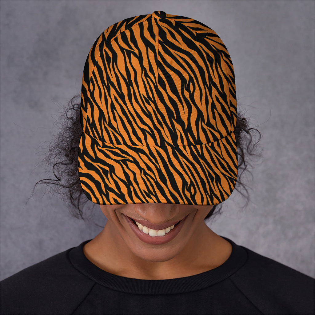 Orange And Black Tiger Stripe Print Baseball Cap