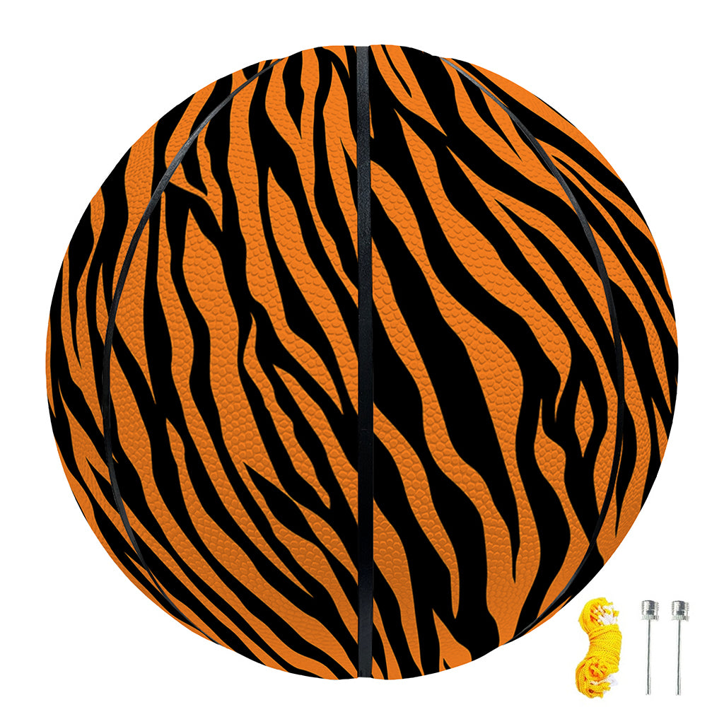Orange And Black Tiger Stripe Print Basketball