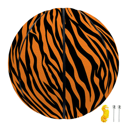 Orange And Black Tiger Stripe Print Basketball