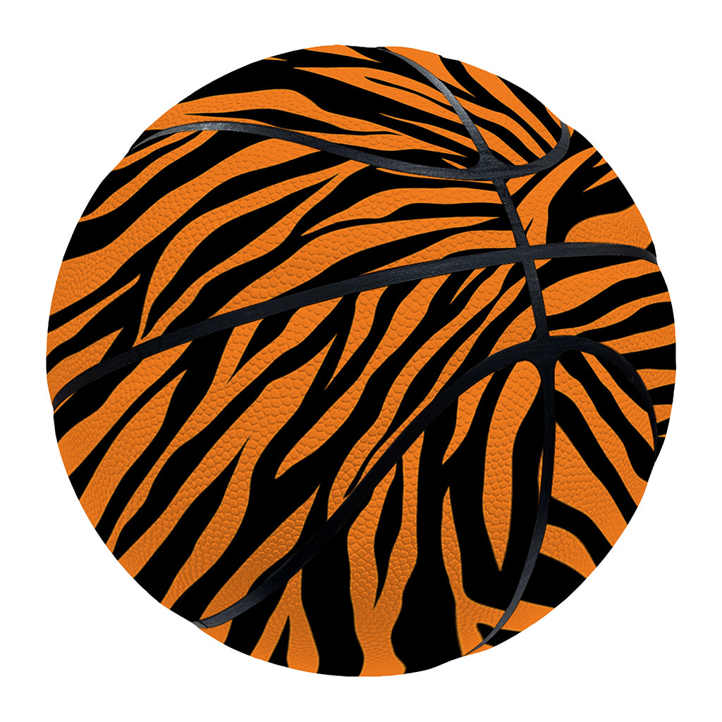 Orange And Black Tiger Stripe Print Basketball