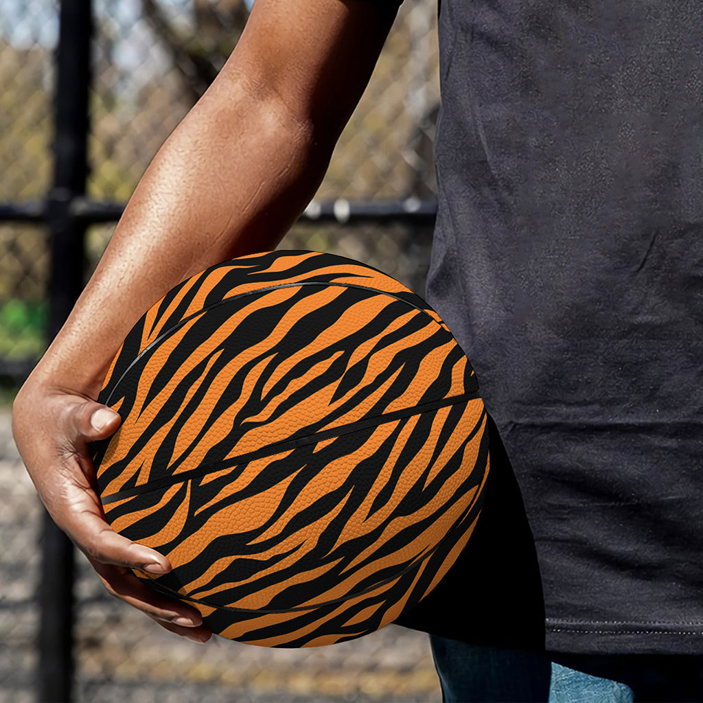 Orange And Black Tiger Stripe Print Basketball