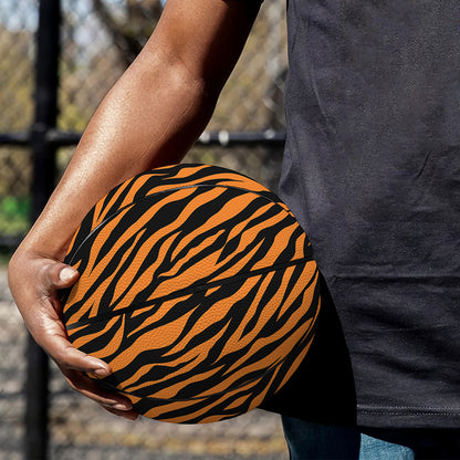 Orange And Black Tiger Stripe Print Basketball