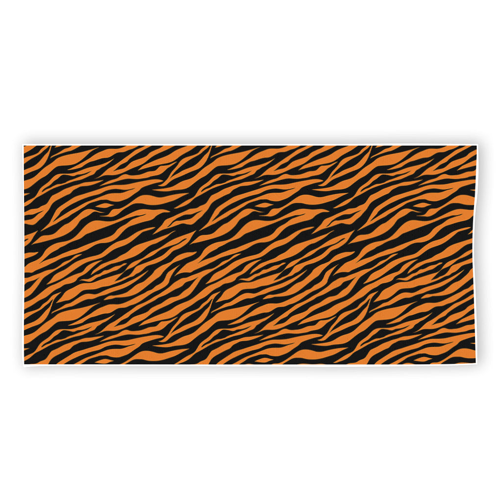Orange And Black Tiger Stripe Print Beach Towel