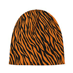 Orange And Black Tiger Stripe Print Beanie