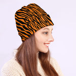 Orange And Black Tiger Stripe Print Beanie
