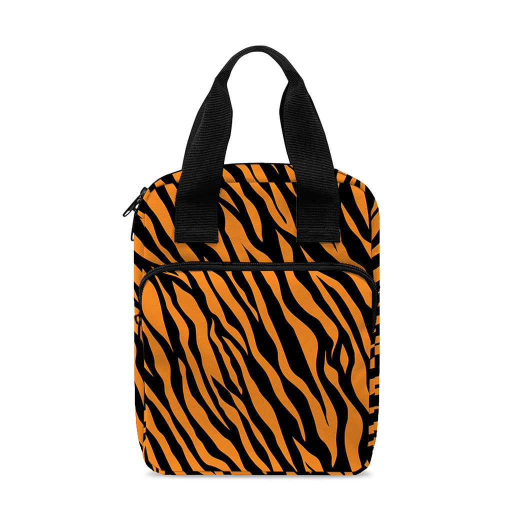 Orange And Black Tiger Stripe Print Bible Tote Bag