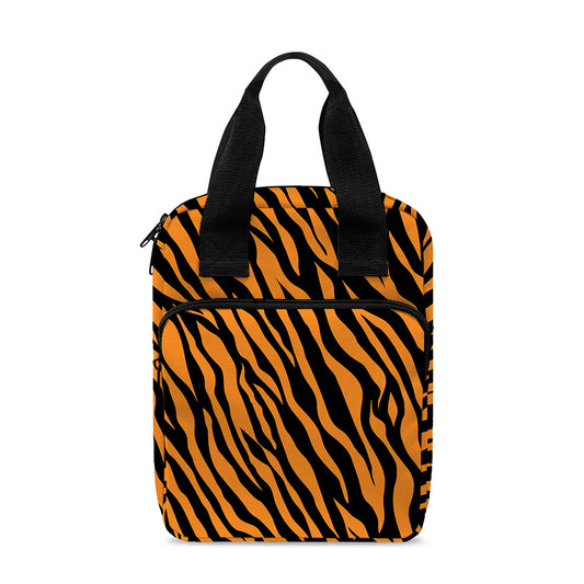 Orange And Black Tiger Stripe Print Bible Tote Bag