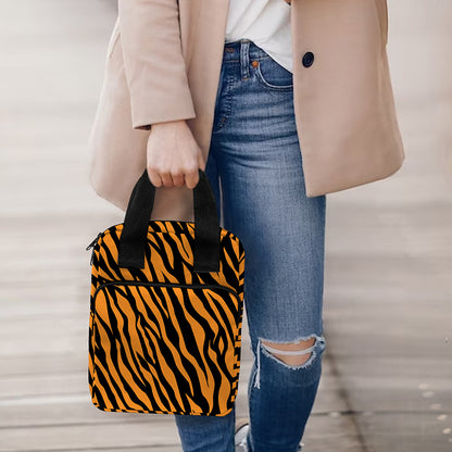 Orange And Black Tiger Stripe Print Bible Tote Bag