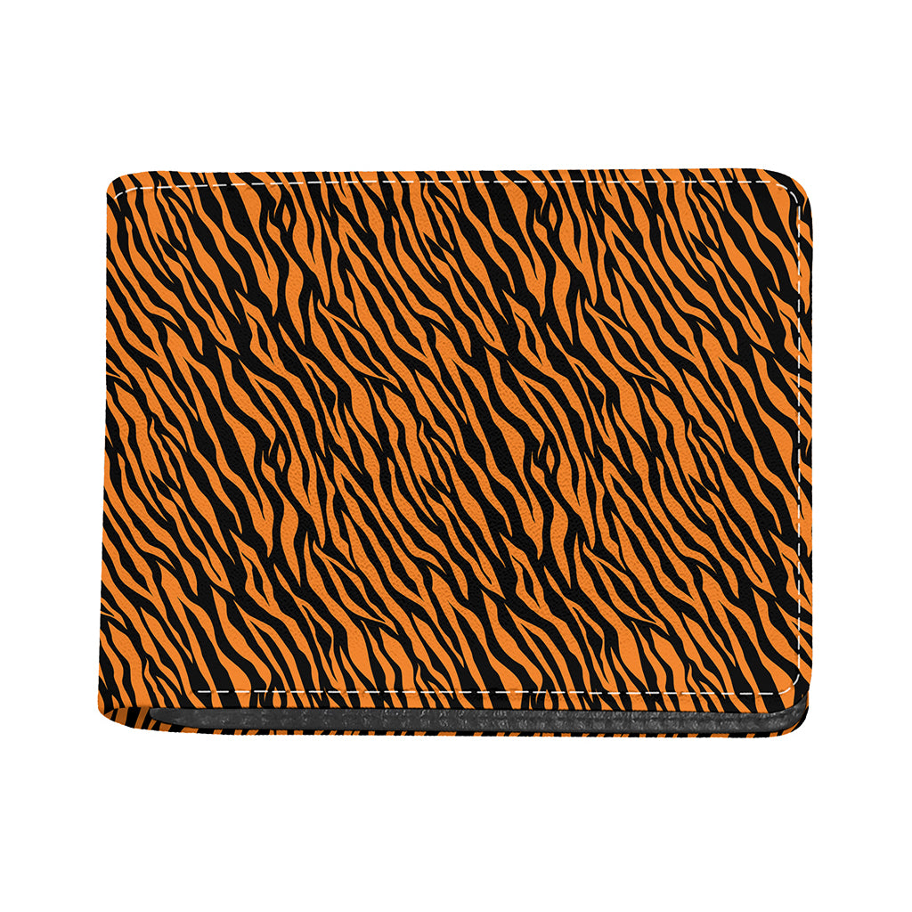 Orange And Black Tiger Stripe Print Bifold Wallet