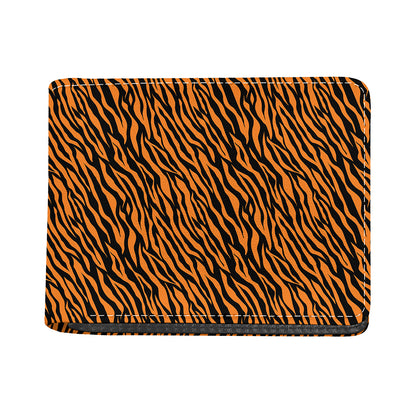 Orange And Black Tiger Stripe Print Bifold Wallet
